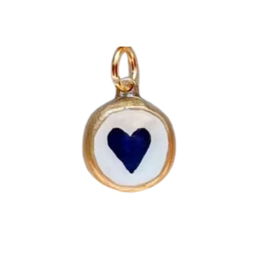 CHARM MEDAGLINA CON CUORE BLU
