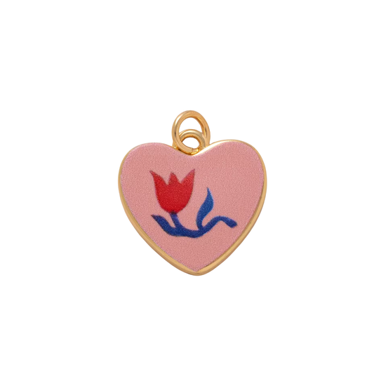 CIONDOLO CUORE CON TULIPANO