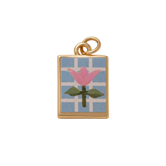 CIONDOLO RETTANGOLARE CON FIORE